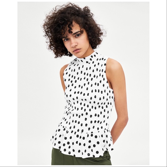 Zara Tops - Zara Trafaluc Tunic Top Elasticized Polka Dot NWT
